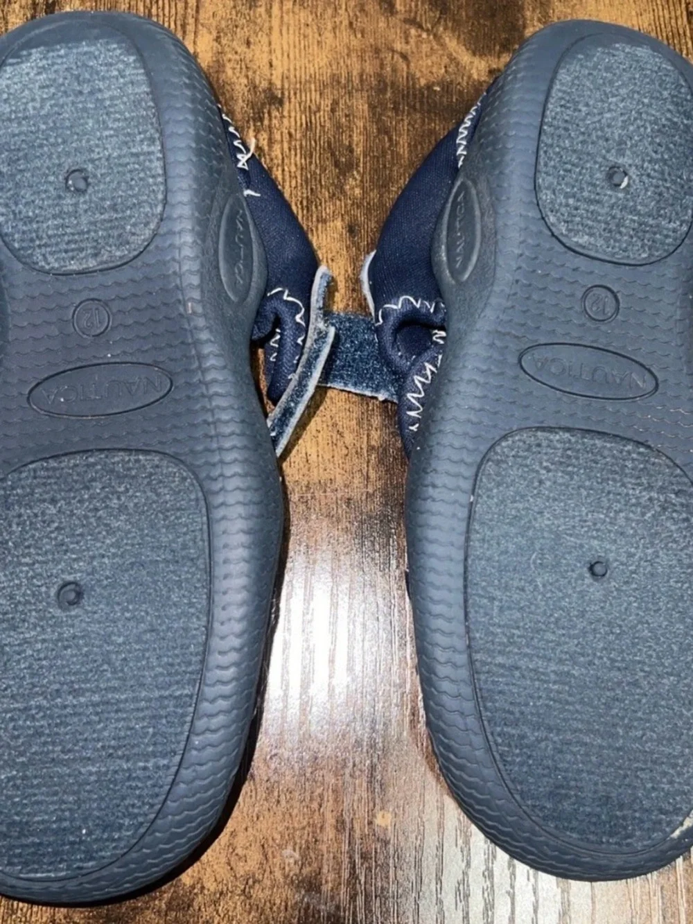 Nautica Navy Kids' boys Water Shoes with White Stitching, strap Velcro